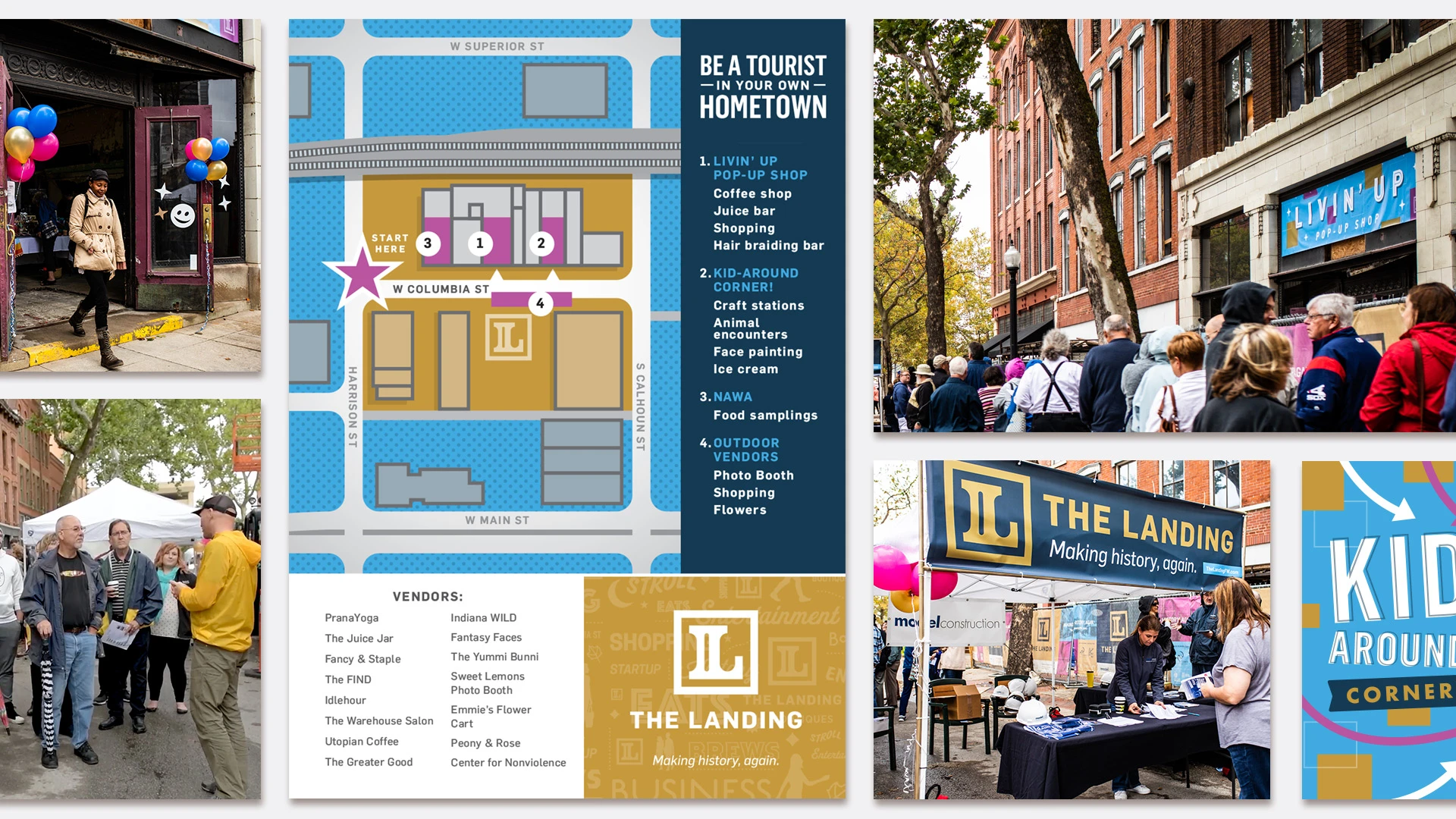 The Landing image collage tourist map and community photos