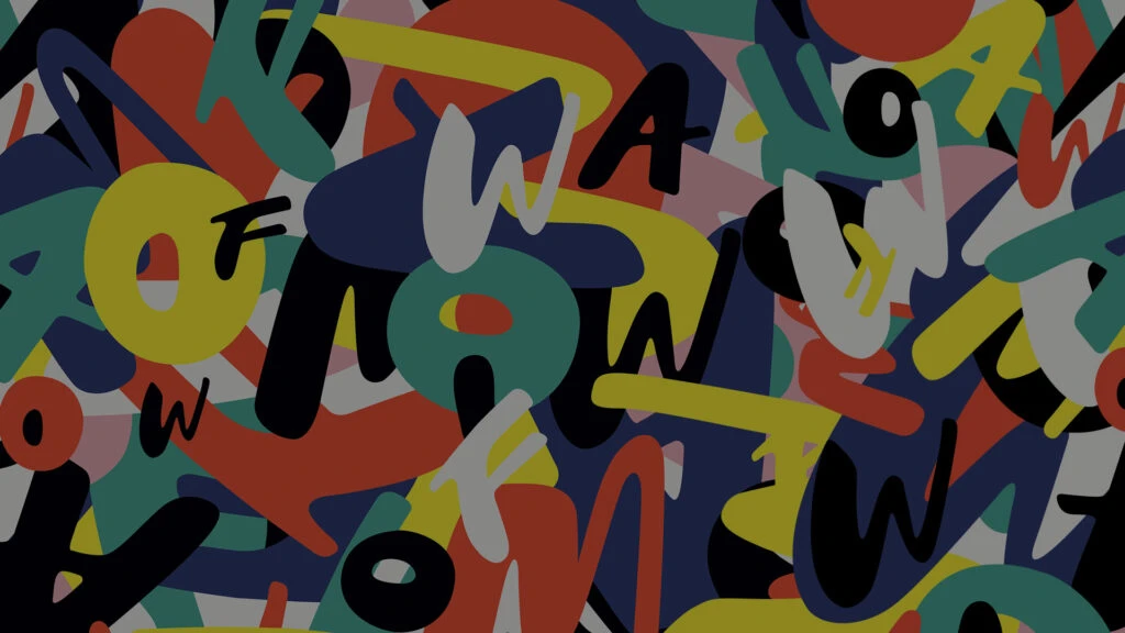 Graphic mural with Fort Wayme Museum of Art written