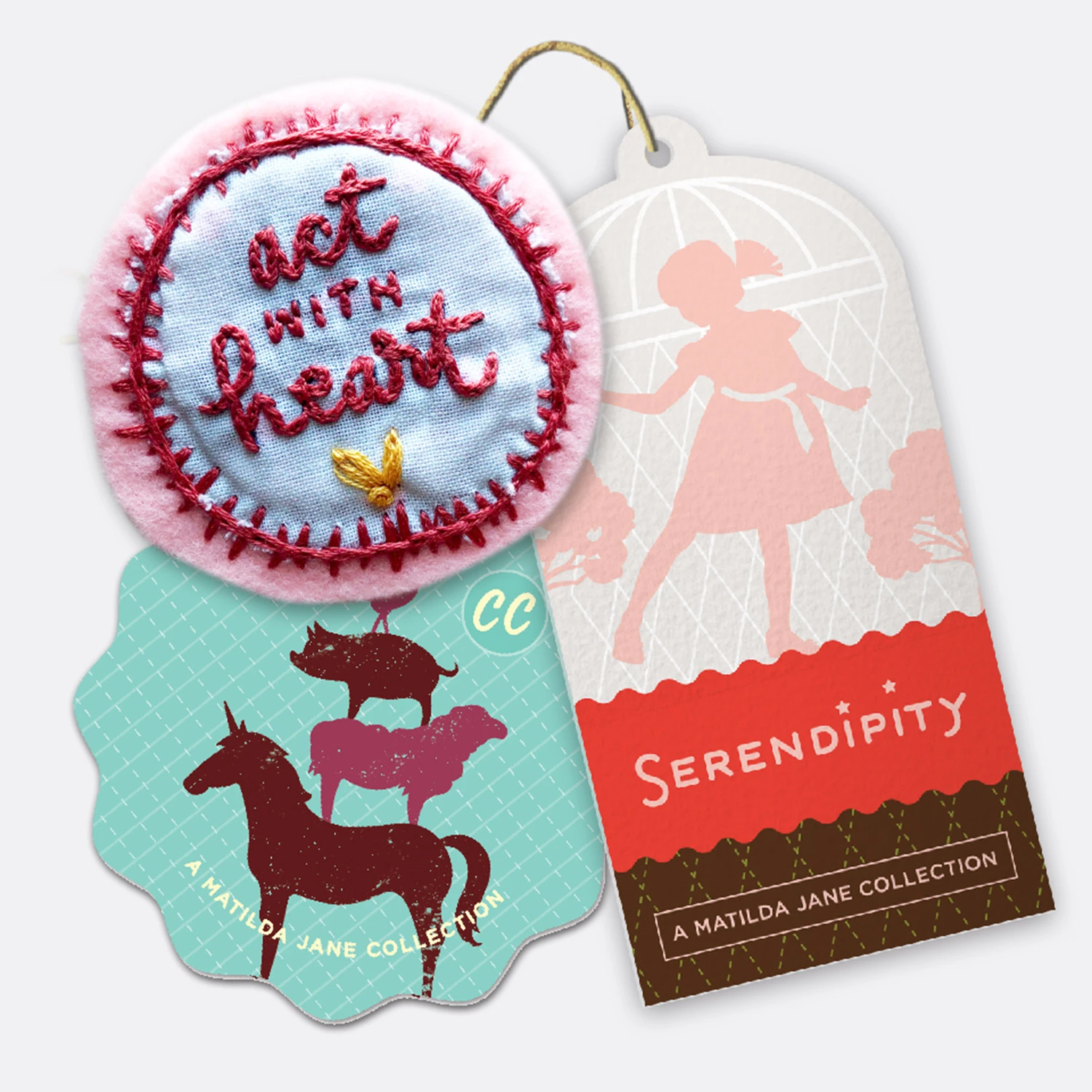 Matilda Jane Clothing tags and badge