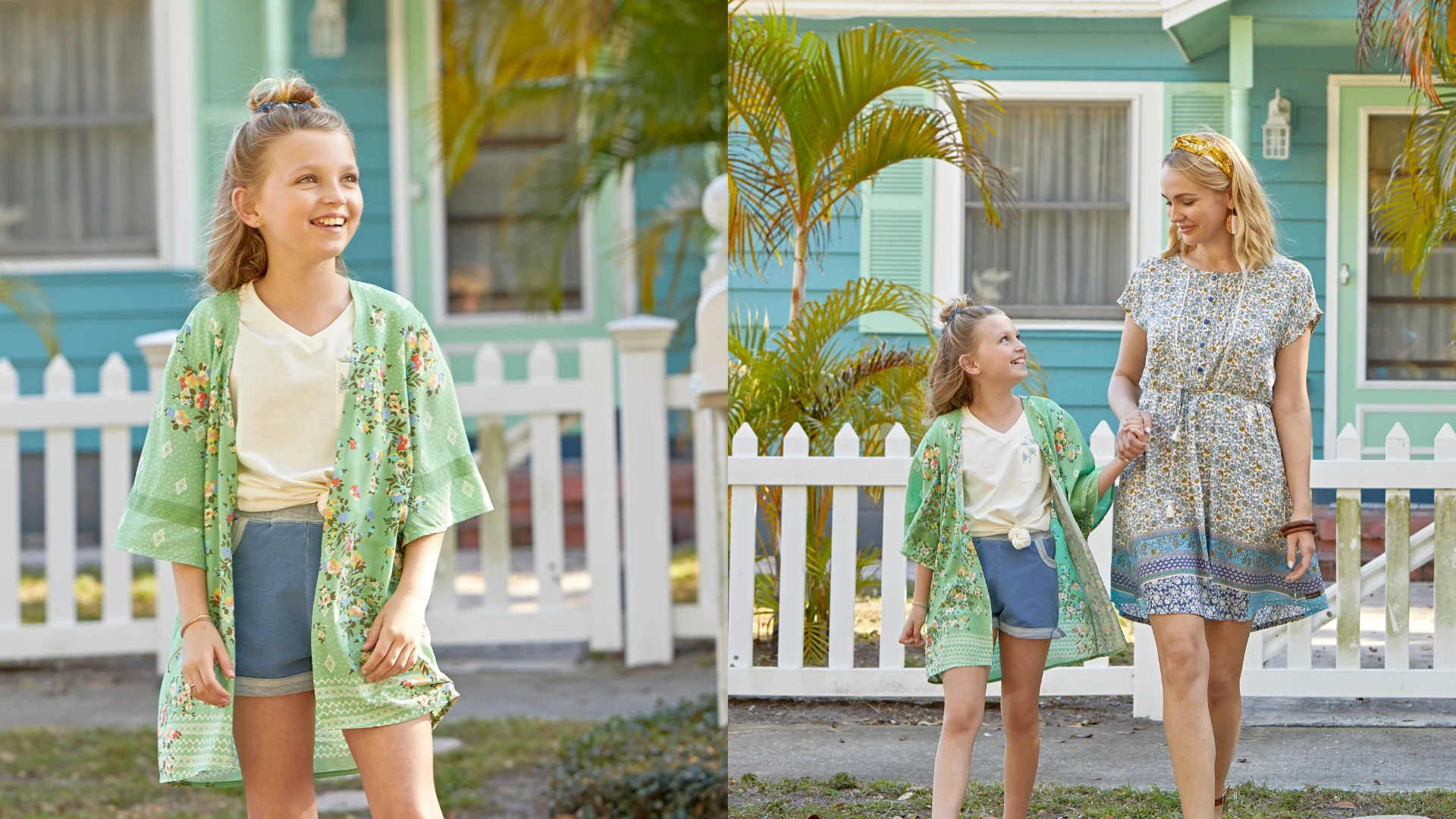 girl walking with mom