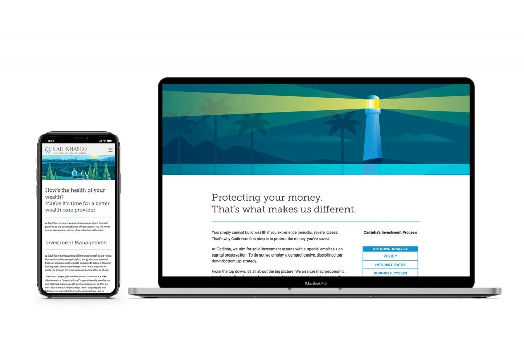 Cadinha website desktop and mobile mockups