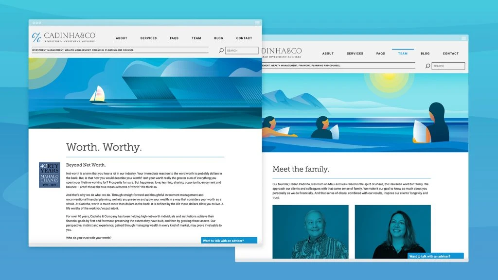 Cahinda webpage examples