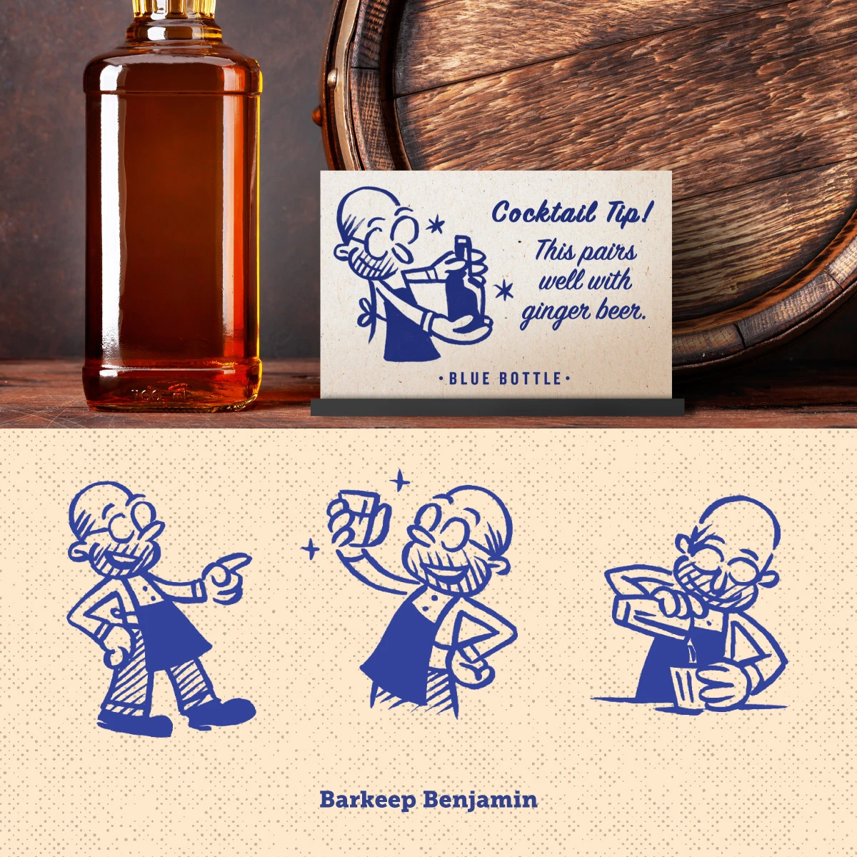 Illustration of bartender mixing a drink