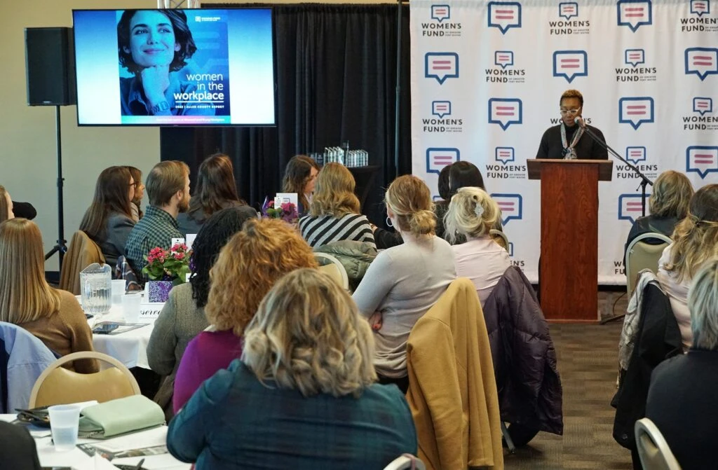 Women's Fund member giving speech