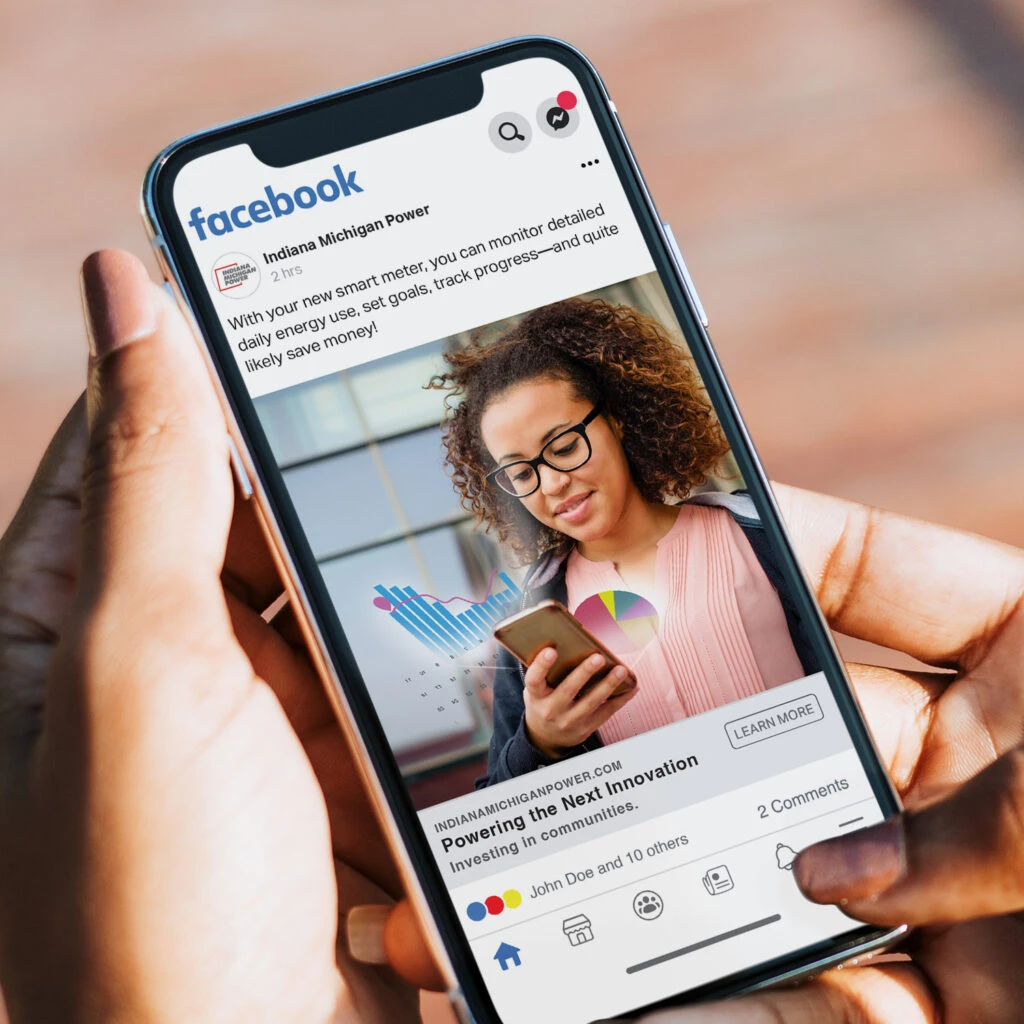 Indiana Michigan Power facebook page on mobile phone