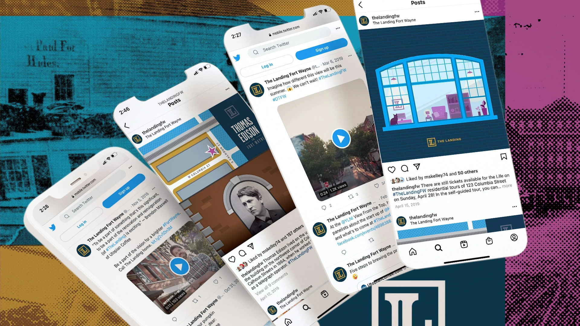 The Landing social graphics mockup examples