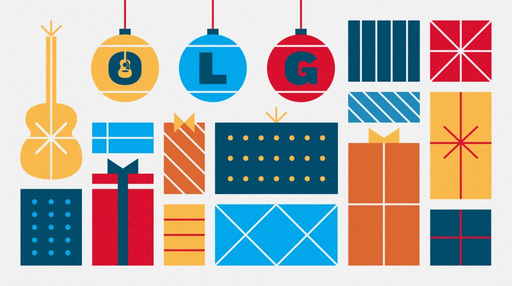 Collage of flat, illustrated presents