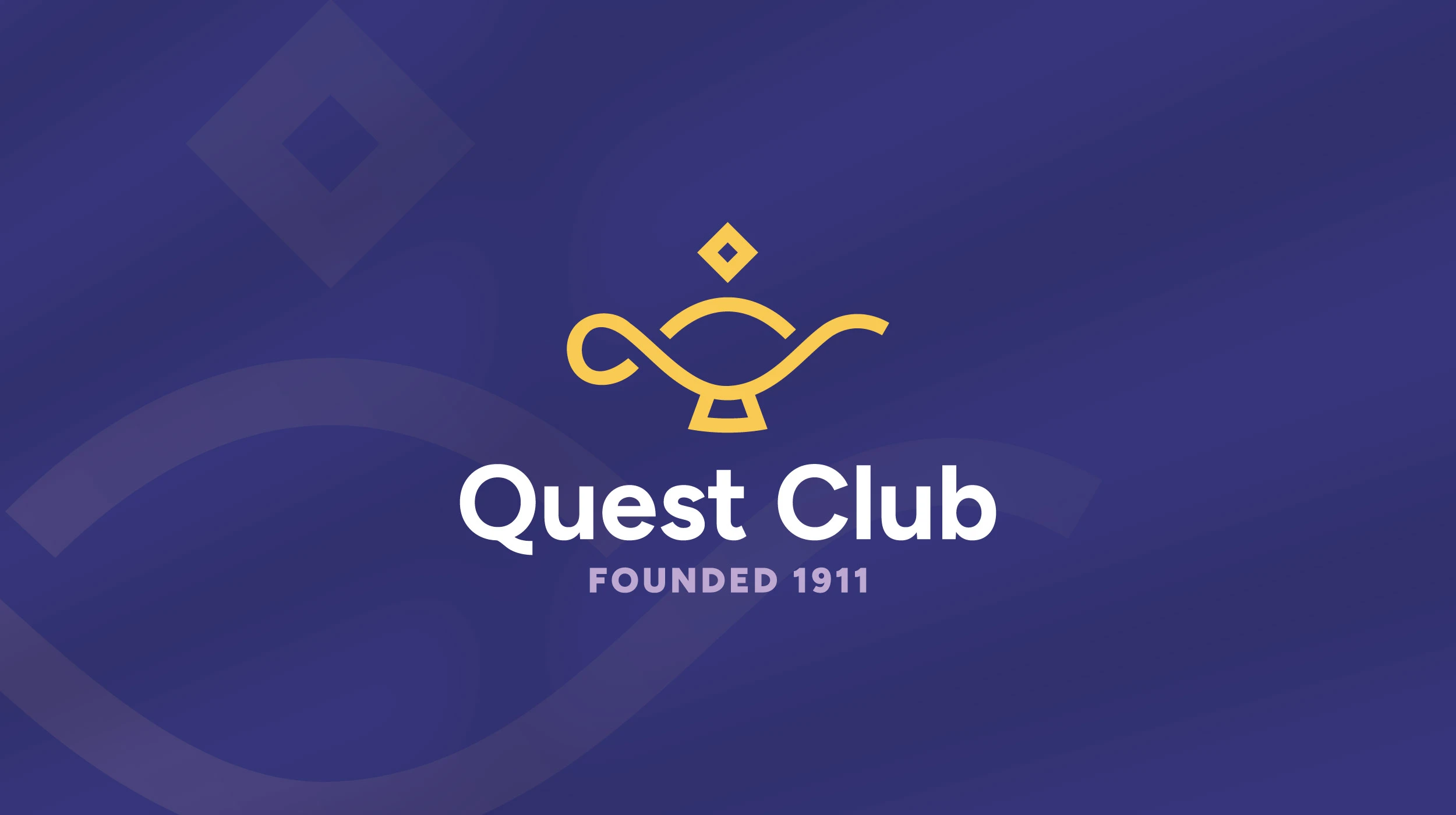 Purple background featuring the Fort Wayne Quest Club new logo
