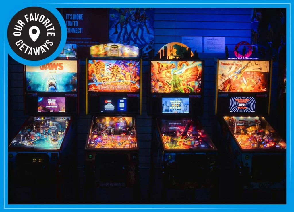 Several pinball machines from an archade bar