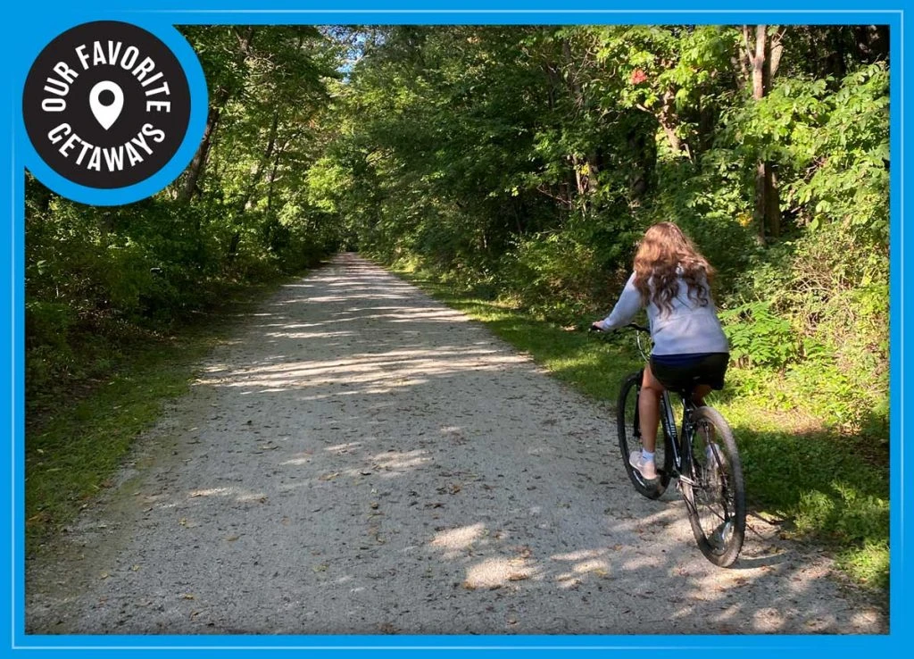 Biking on the pumpkin vine trail in Goshen, Indiana