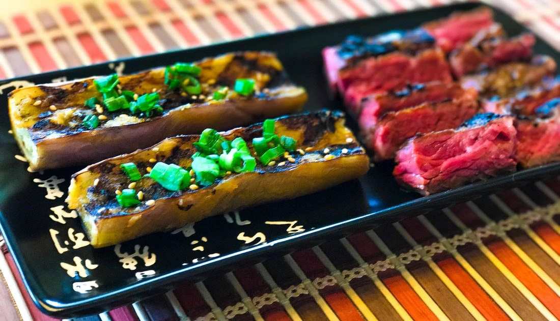 Japanese Skirt Steak with Miso-glazed Eggplant