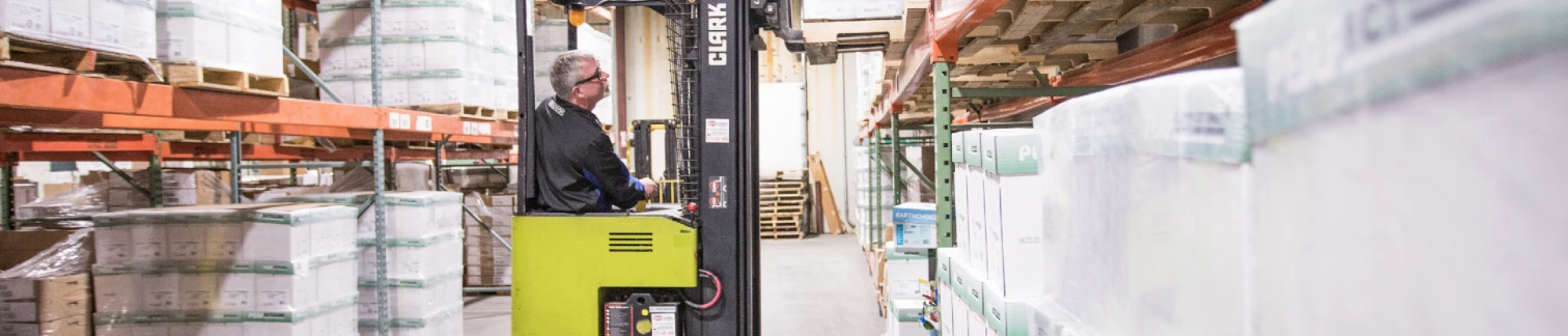man operating a forklift