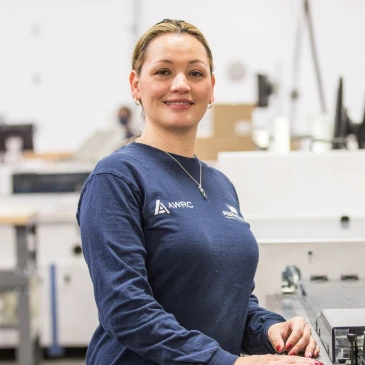 female mail sorting employee portrait