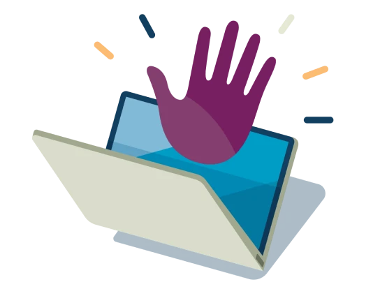 laptop and hand illustration