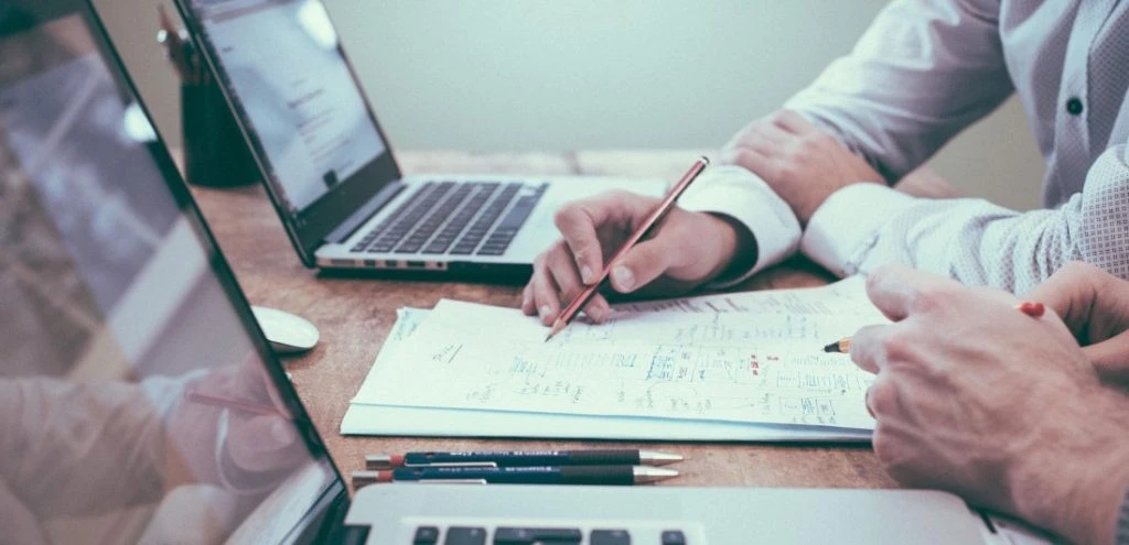 Laptops with notebook, planning