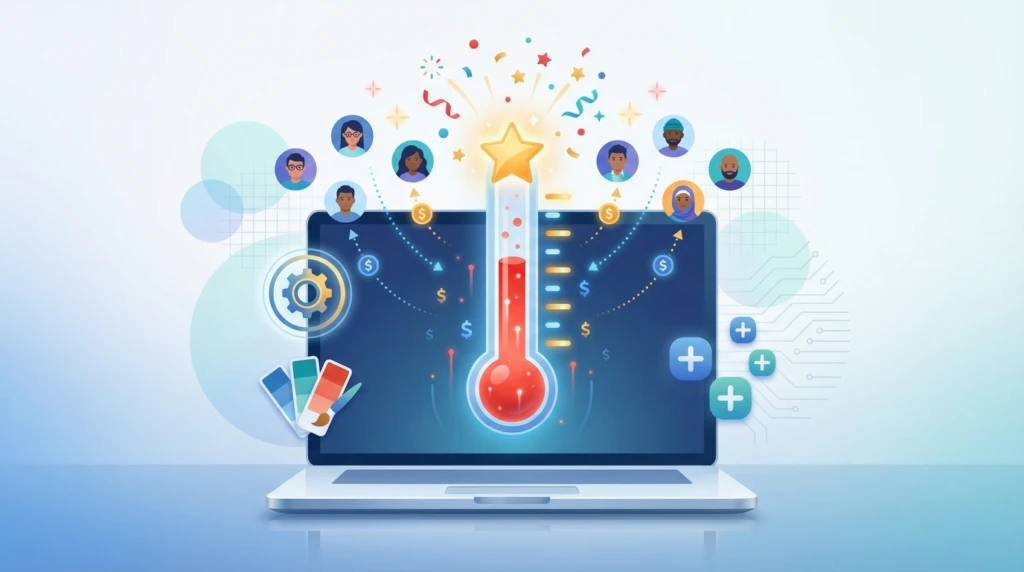 A colorful illustration conceptualizing a fundraising thermometer